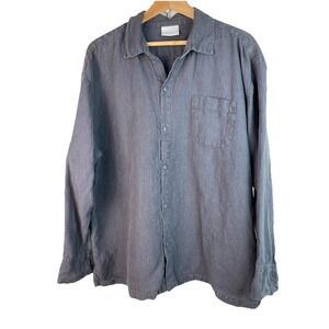 Parachute Women's L Gray 100% Linen Lagenlook Button Up Shirt Made in Portugal